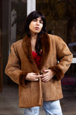 Vintage brown shearling suede jacket (XL)