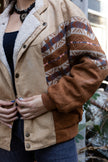 Vintage 1980s Shearling-Lined Aztec Print Jacket