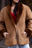Vintage brown shearling suede jacket (XL)