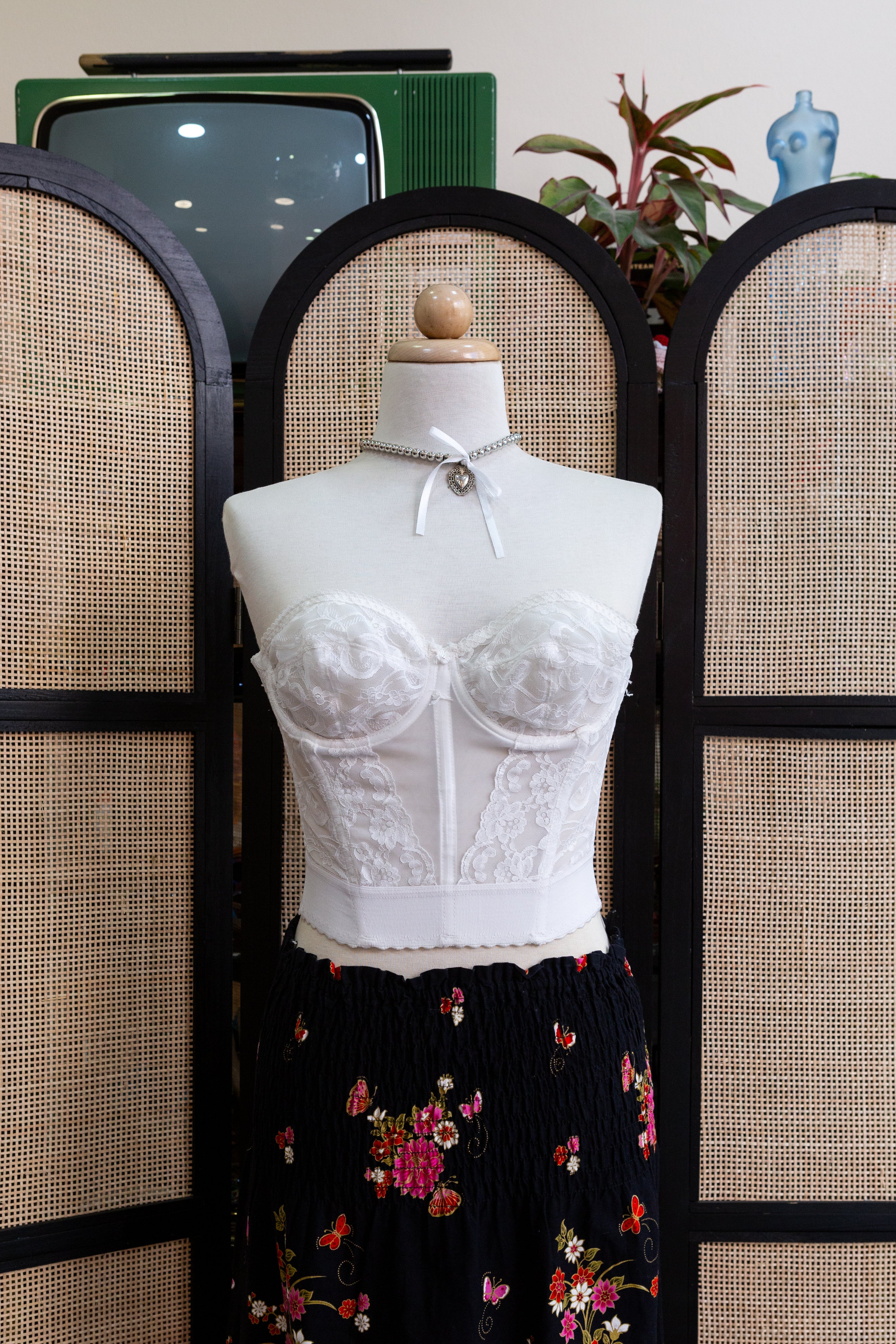 Vintage beautiful semi see-through corset top