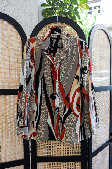 Vintage 80s Abstract Animal Print Shirt