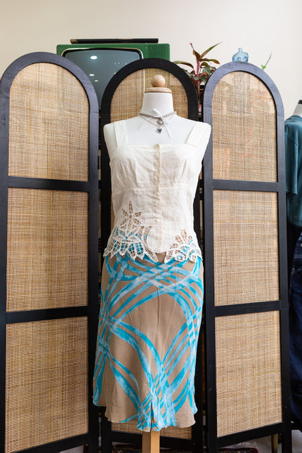 Vintage 90s style Abstract Print Midi Skirt