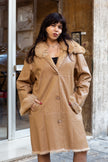 Vintage genuine lapin leather coat with fur lining (XL)
