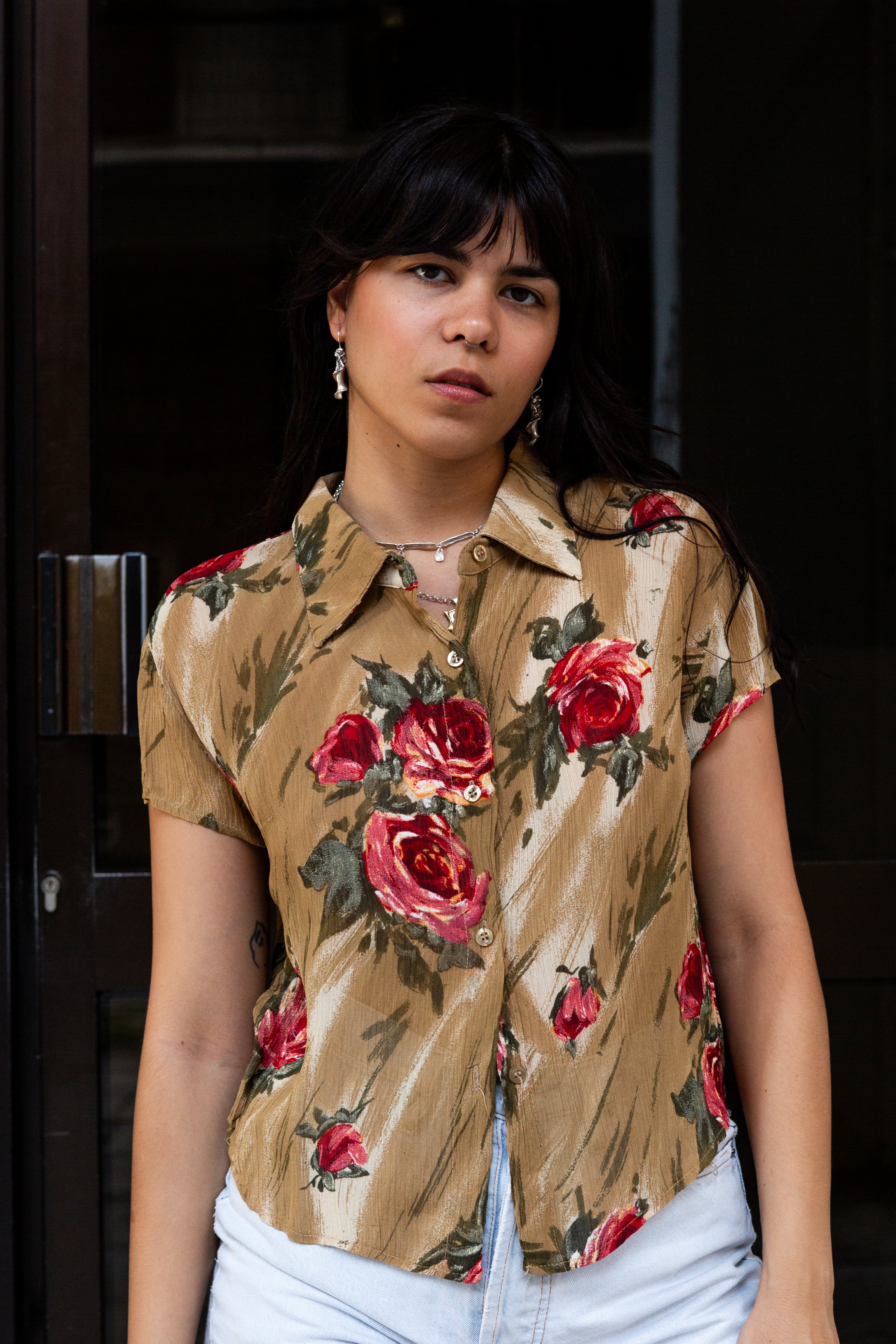 Vintage 90s Rose Print shirt