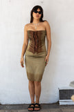 Stunning deadstock Cinema 100% silk corset & skirt set