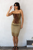 Stunning deadstock Cinema 100% silk corset & skirt set