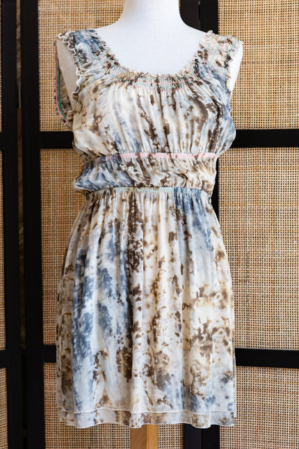 Lu Elements Boho Tie-Dye Sleeveless Ruched Dress