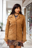 Amazing genuine leather jacket with emboidered details (M)