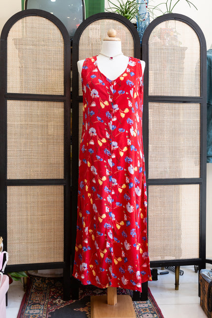 Maxi red floral dress