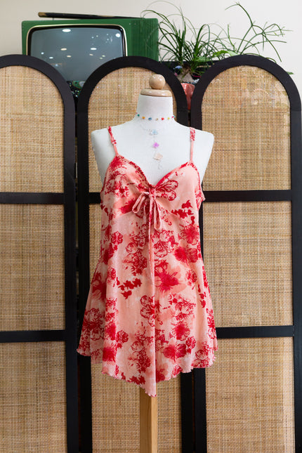 Super hot floral mesh semi see-through slip dress