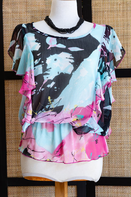 WISSMACH Sheer Ruffle Vintage Blouse
