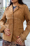 Amazing genuine leather jacket with emboidered details (M)