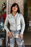Vintage oof white biker leather jacket