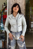 Vintage oof white biker leather jacket