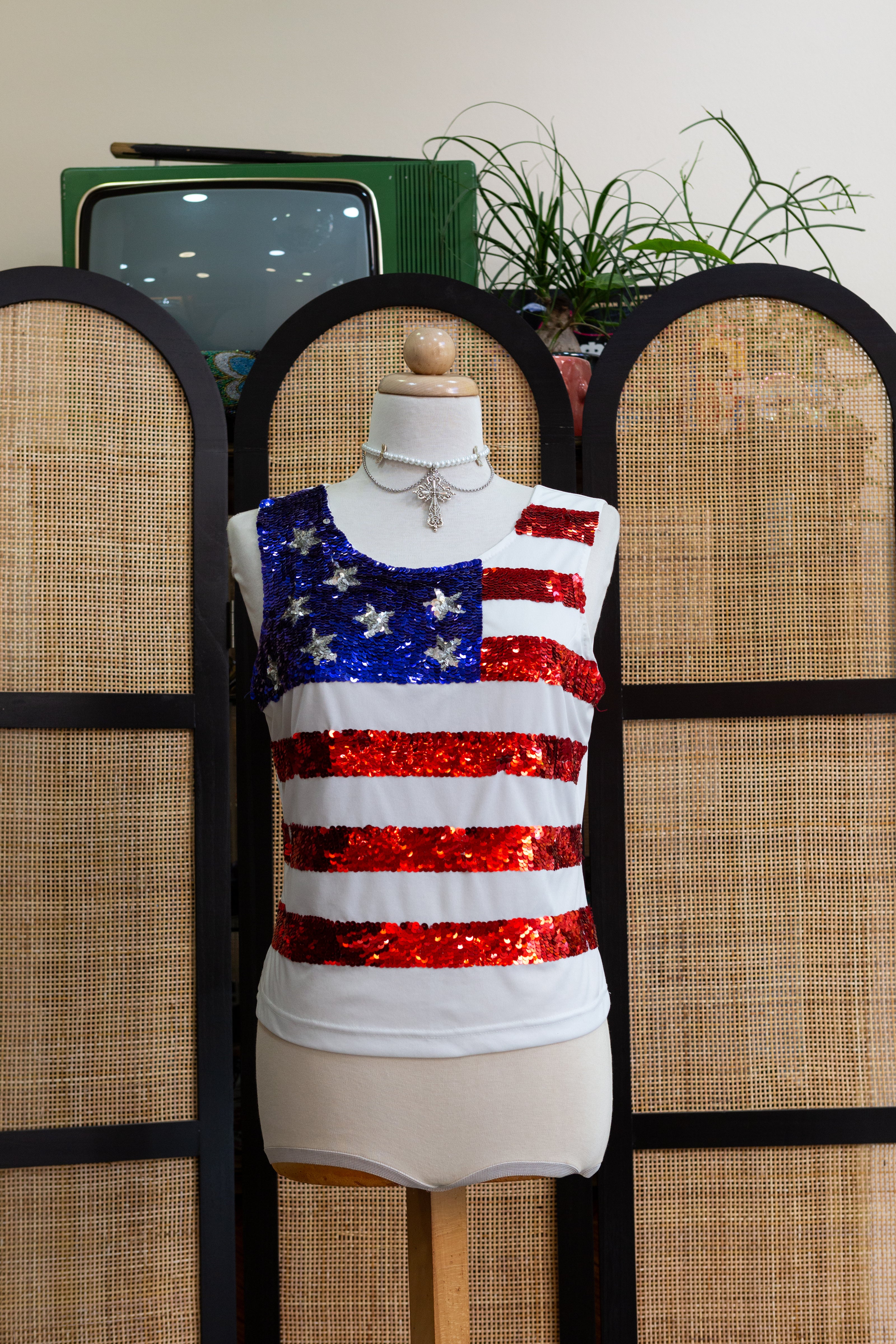 Hot American flag sequin top