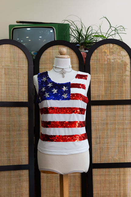 Hot American flag sequin top