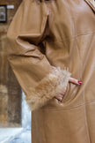 Vintage genuine lapin leather coat with fur lining (XL)
