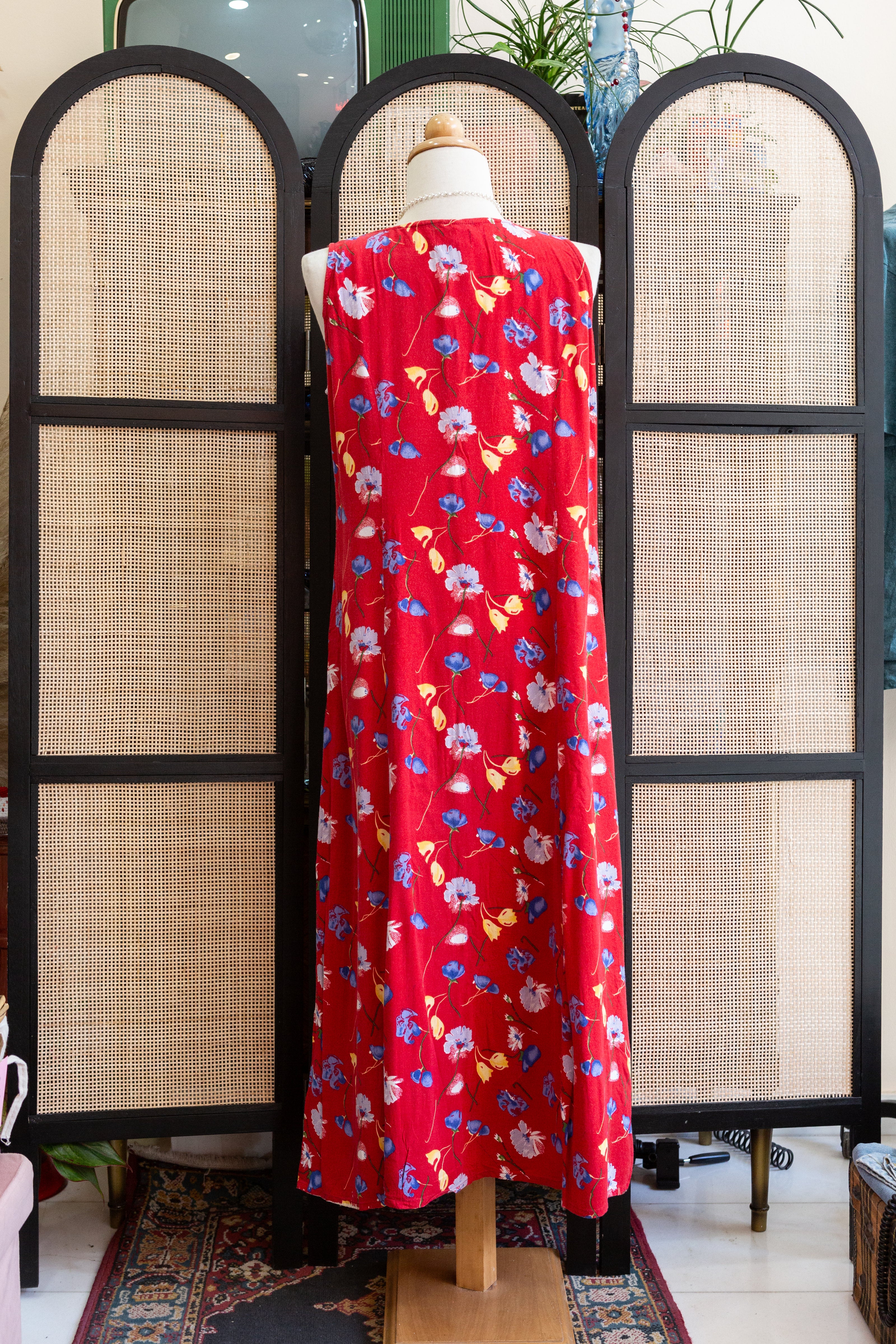 Maxi red floral dress