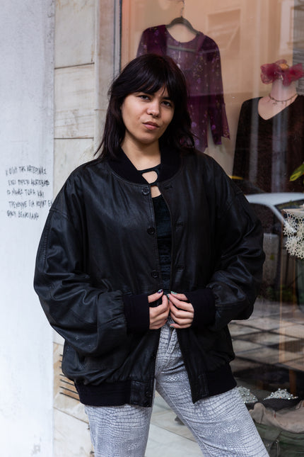 Vintage Men's light genuine leather bomber jacket (XL)