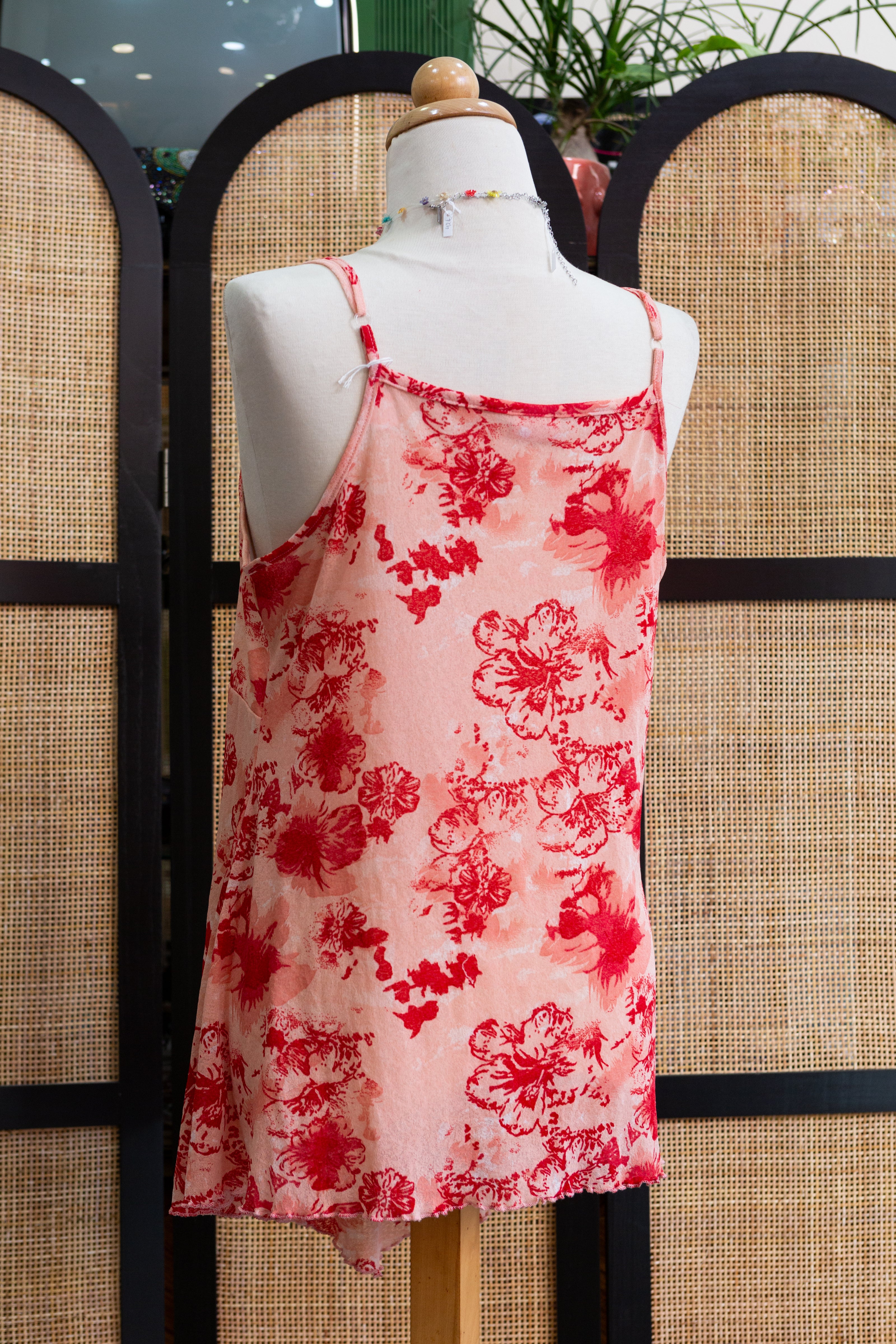 Super hot floral mesh semi see-through slip dress