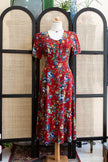 Beautiful red floral button up dress
