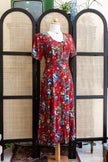 Beautiful red floral button up dress