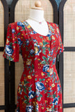 Beautiful red floral button up dress
