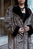 Retro Curly Faux Fur Coat with Dark Velvet Collar & Cuffs (L/XL)