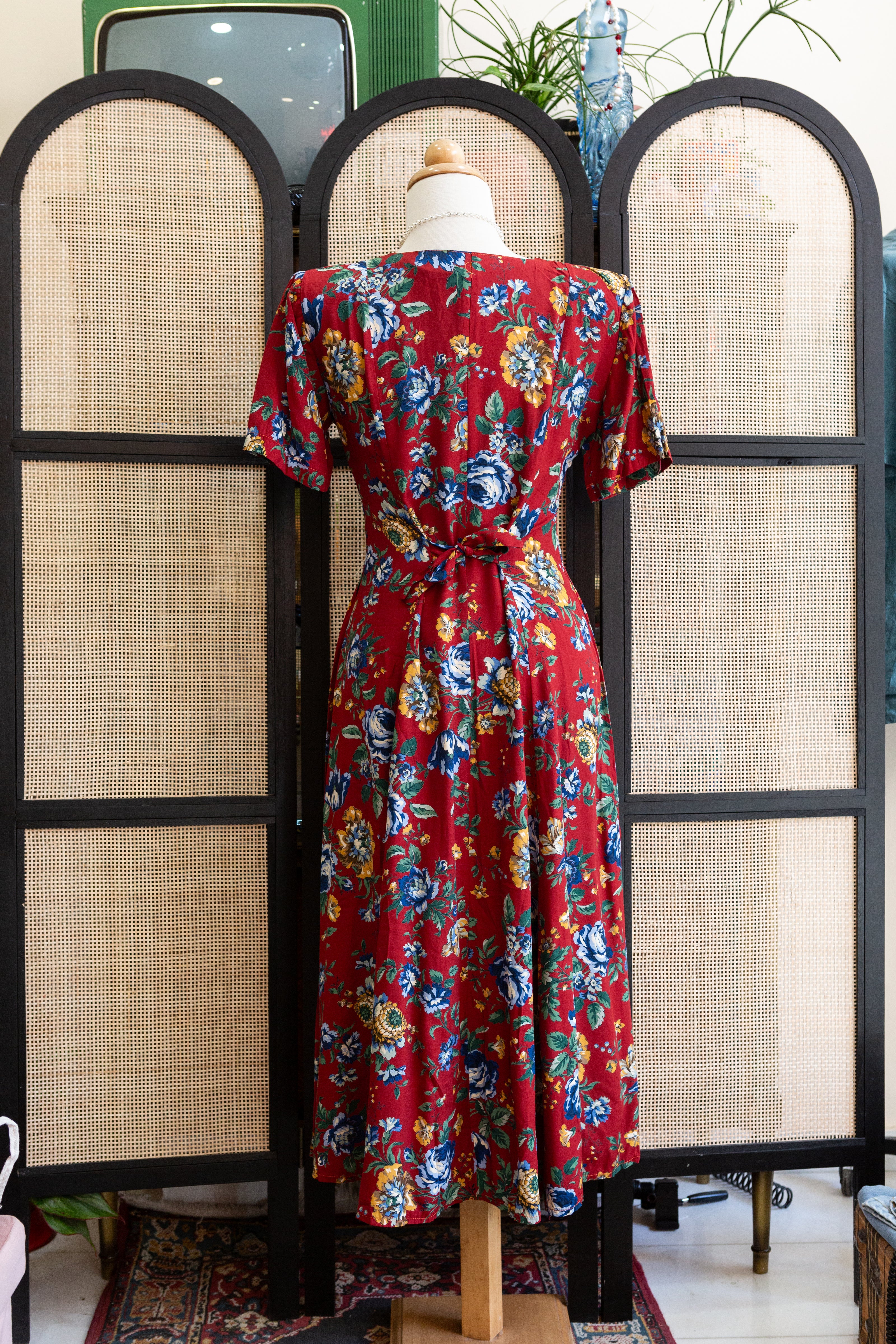 Beautiful red floral button up dress