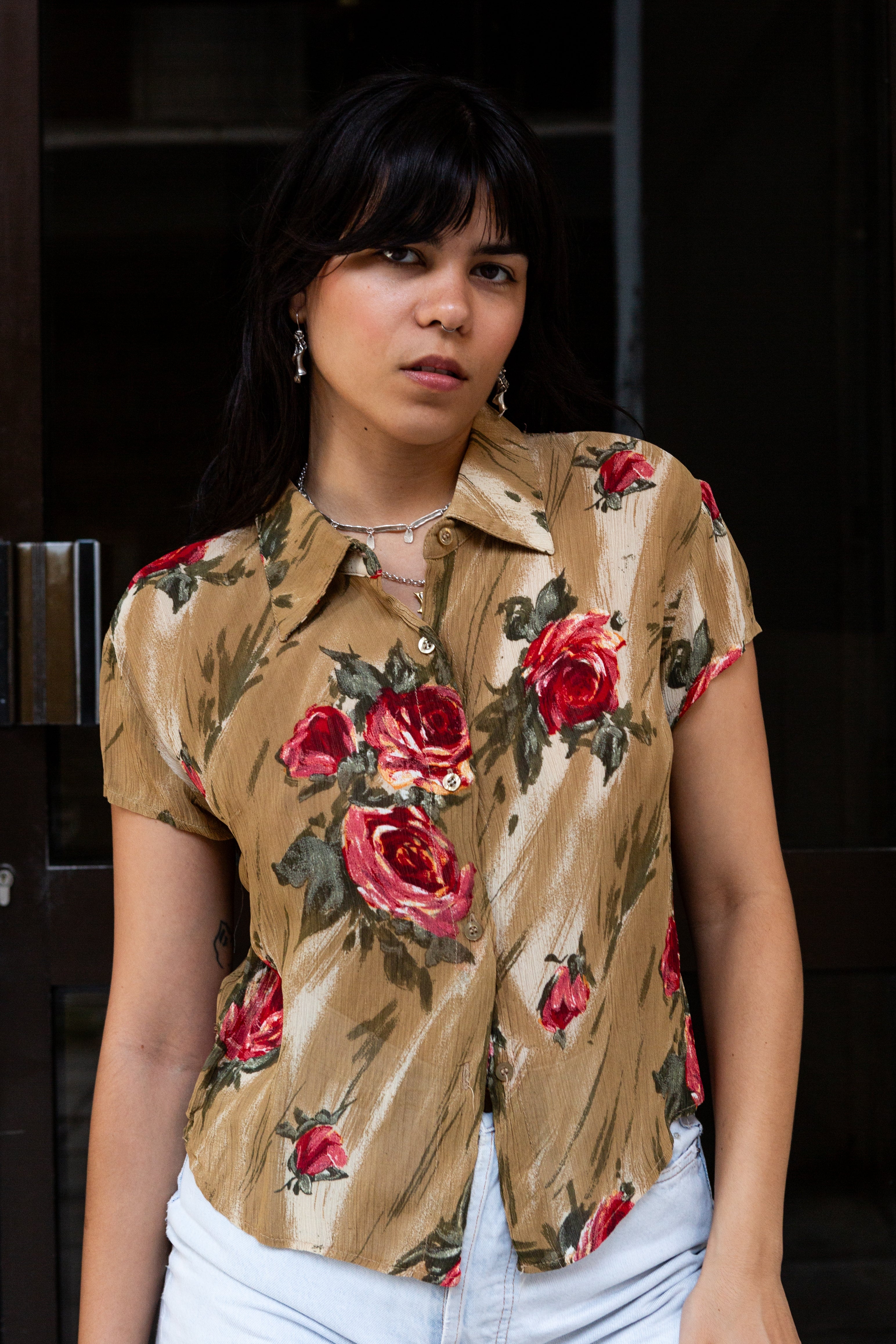Vintage 90s Rose Print shirt