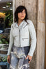 Vintage oof white biker leather jacket