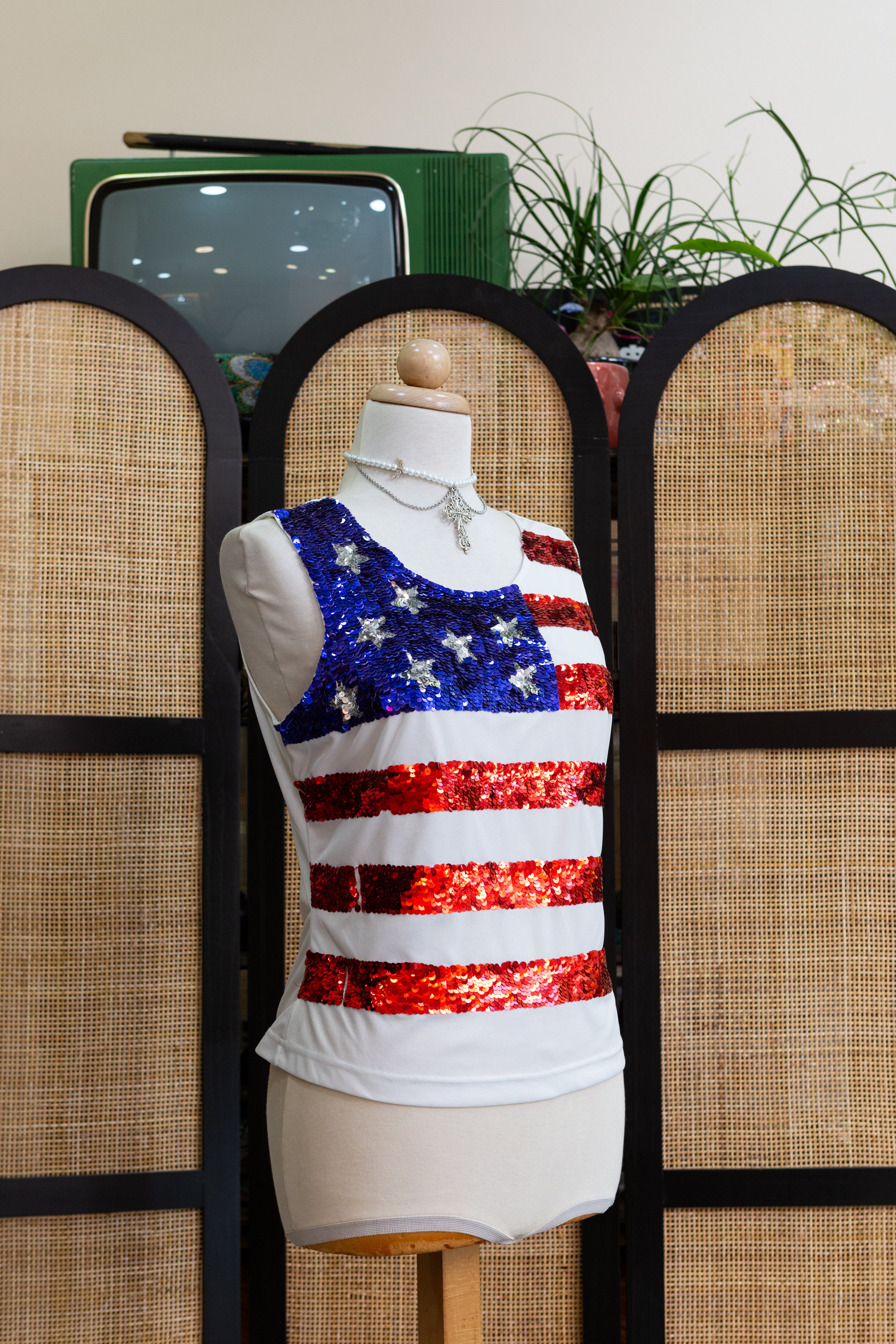 Hot American flag sequin top