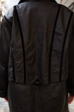 Amazing black leather jacket with vertical details (L)