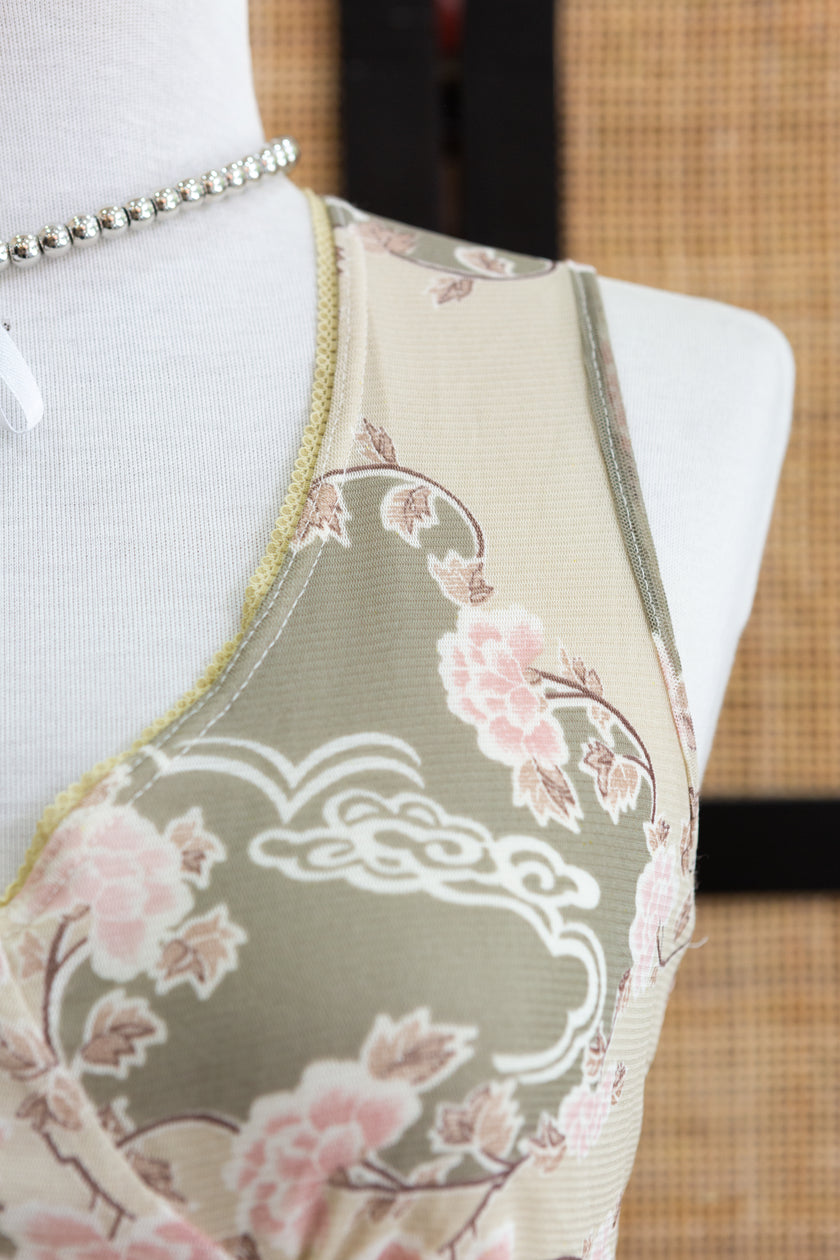 Vintage floral mesh top