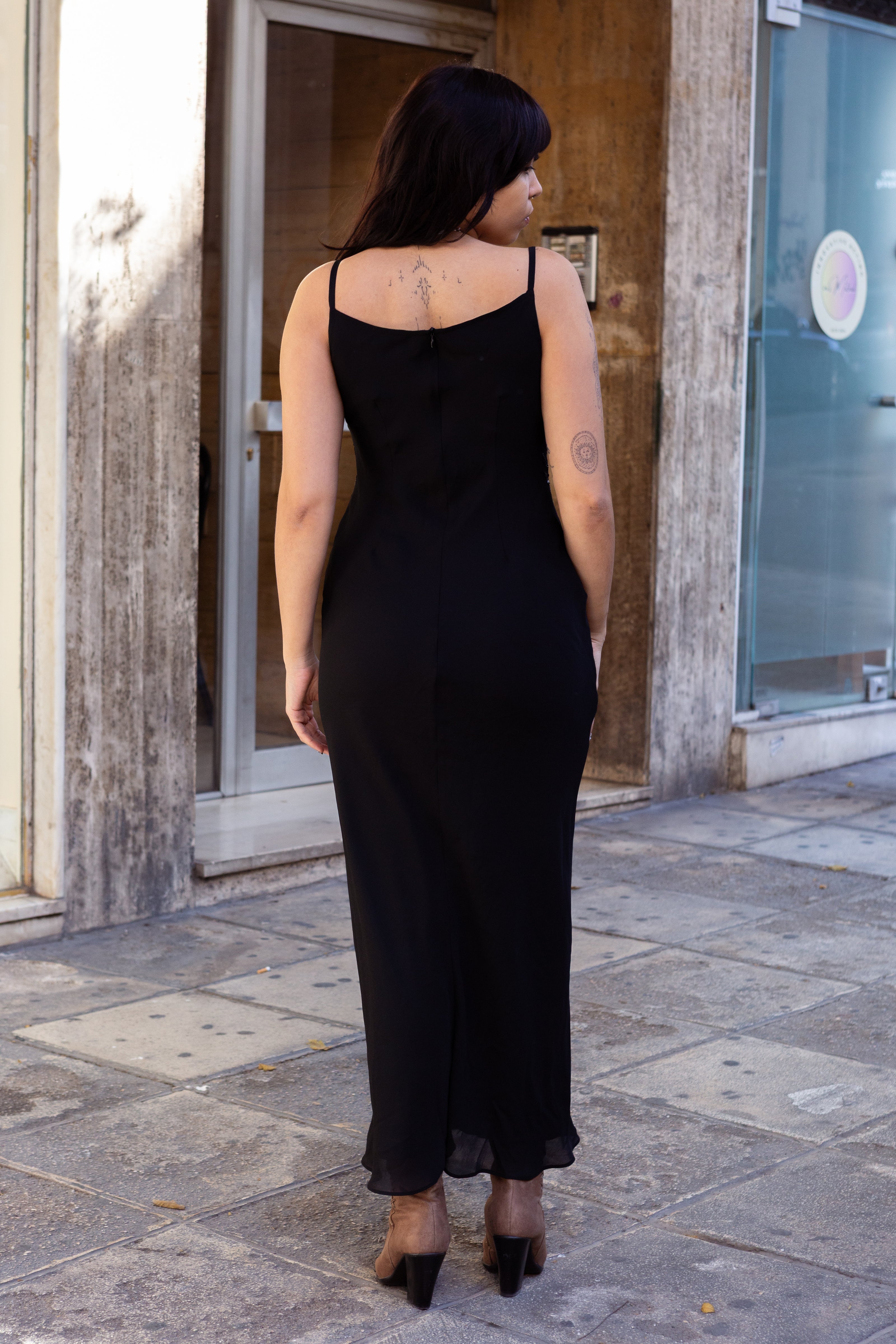 Stunning maxi MOTIVI black slip dress with sequin details