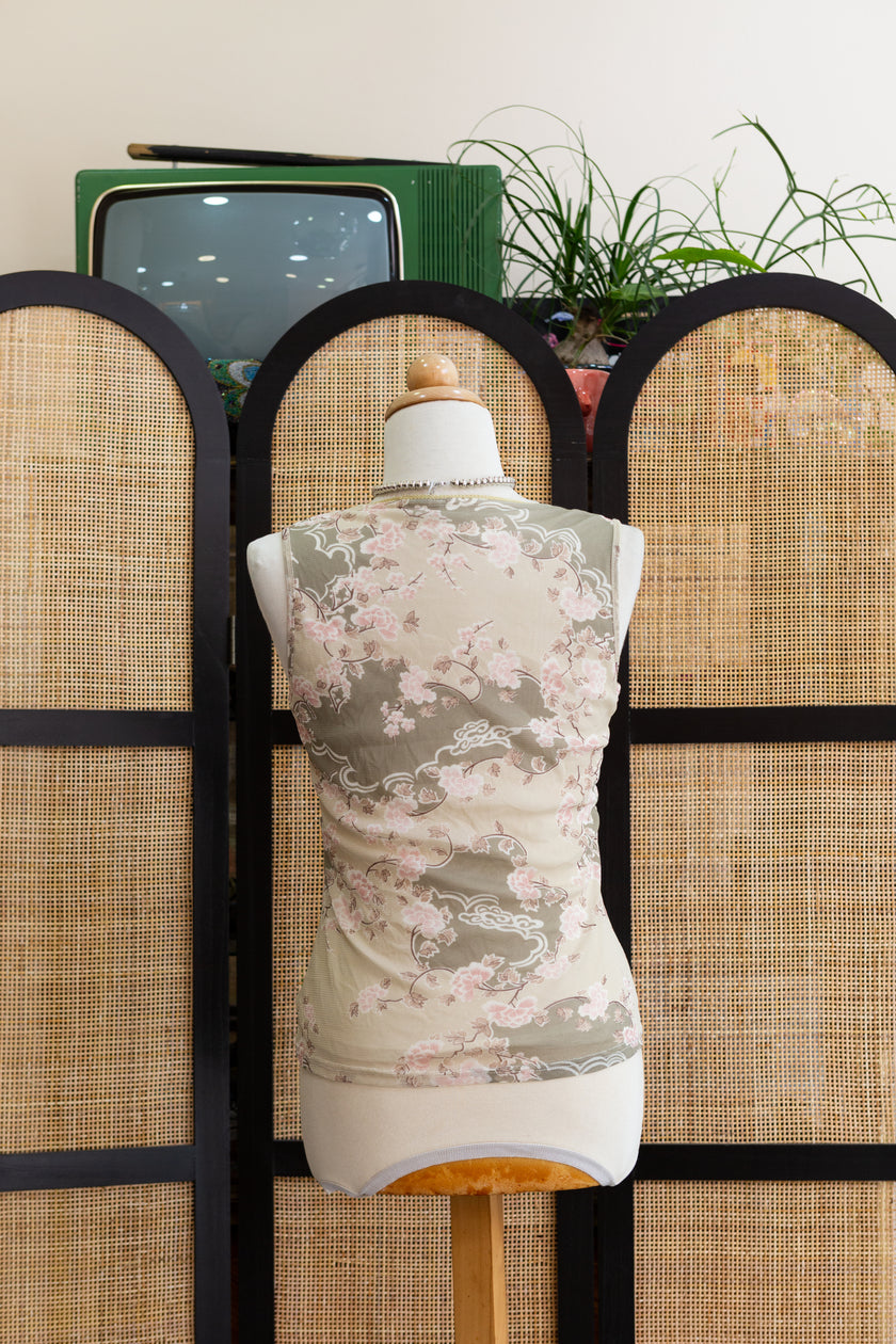 Vintage floral mesh top