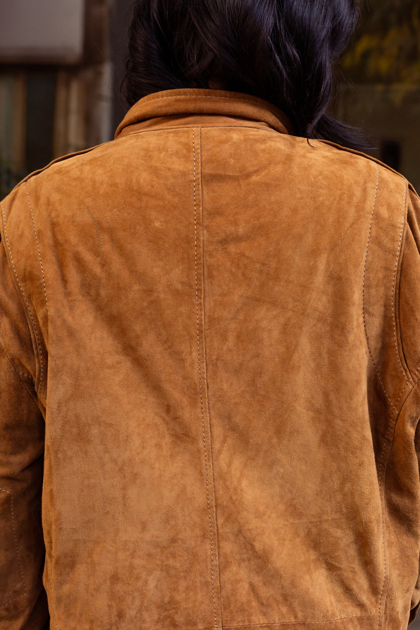 Vintage Brown Suede Utility Jacket  (M)