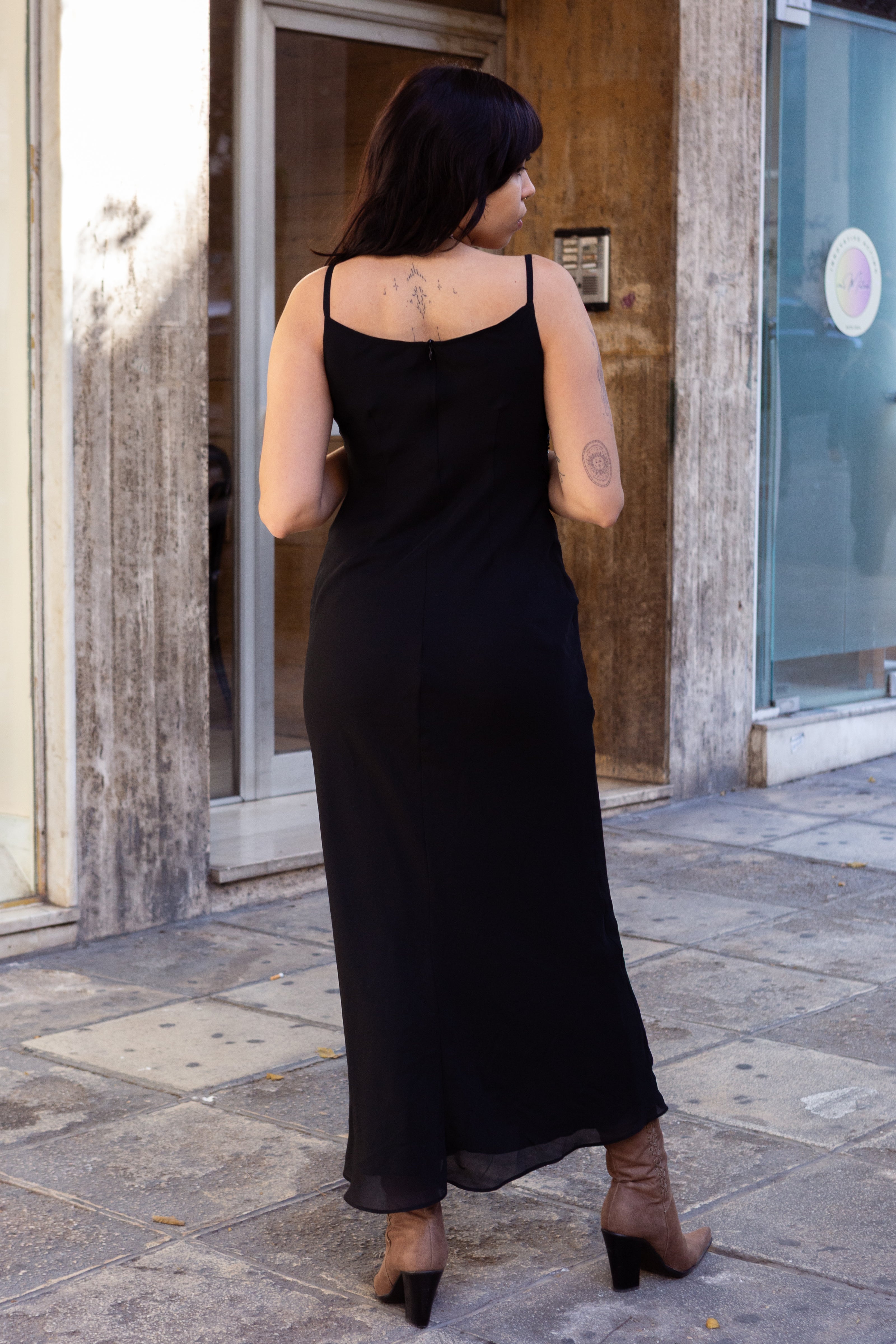 Stunning maxi MOTIVI black slip dress with sequin details