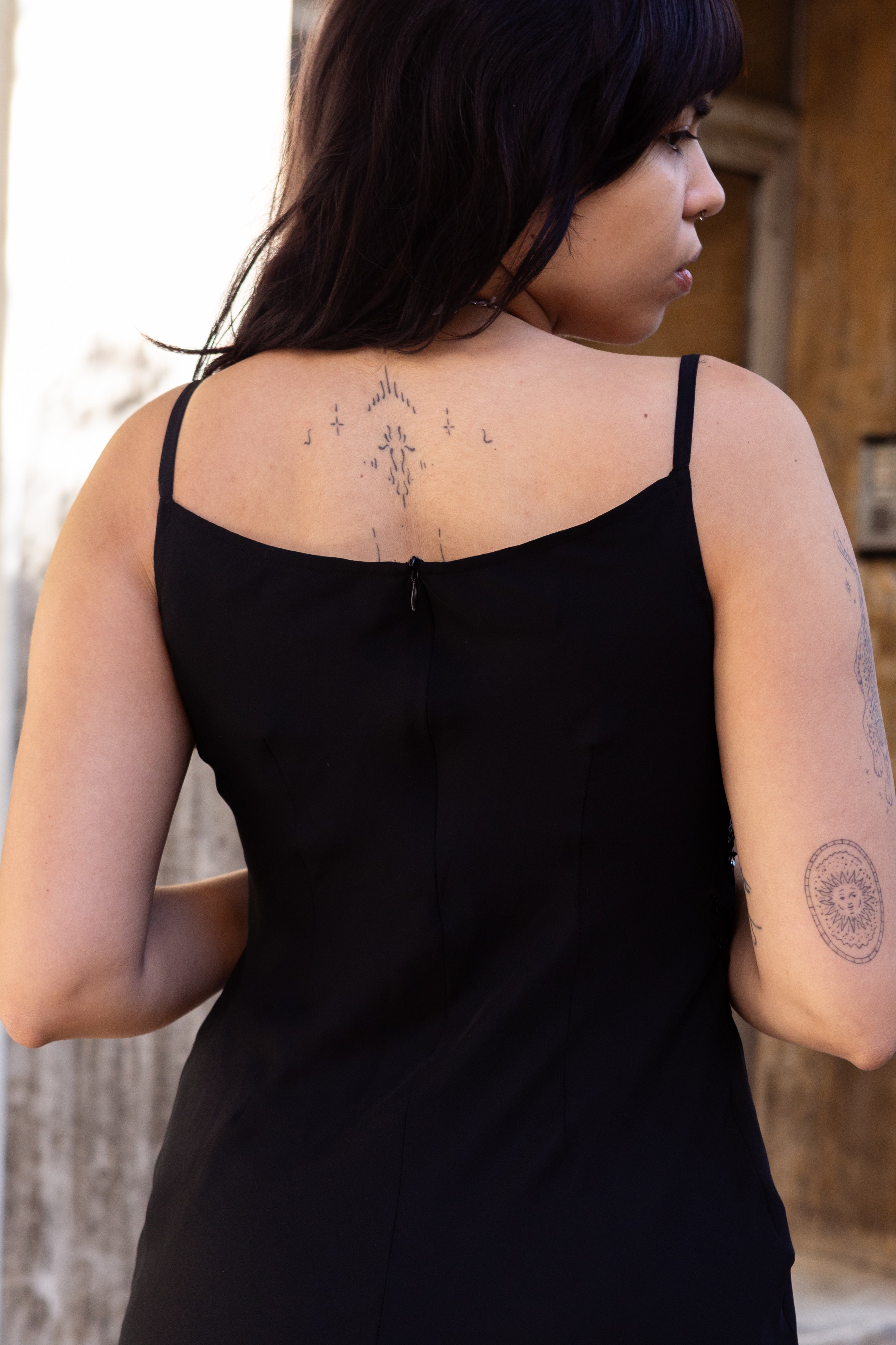 Stunning maxi MOTIVI black slip dress with sequin details