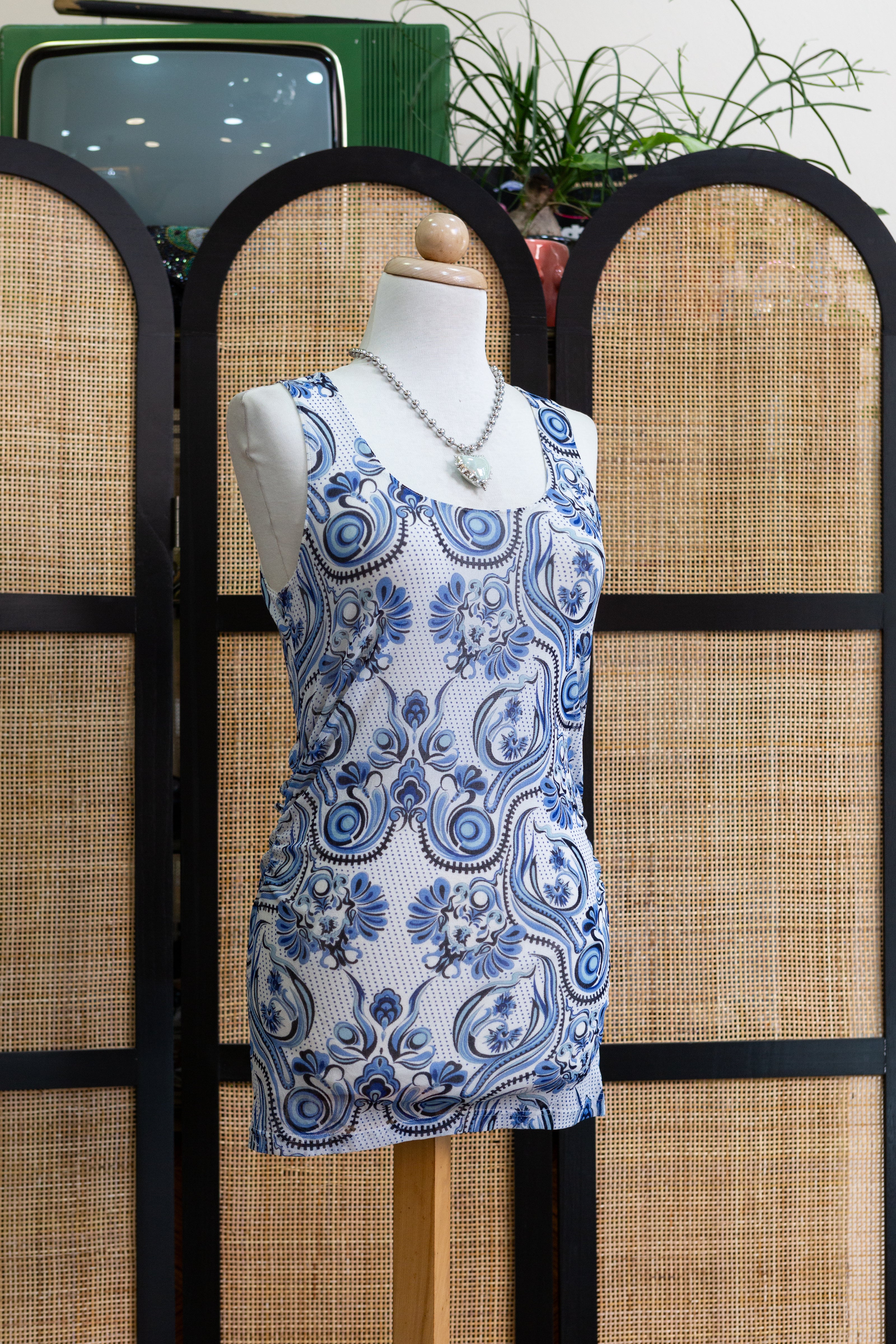 Super cute funky patterned rushed mini dress