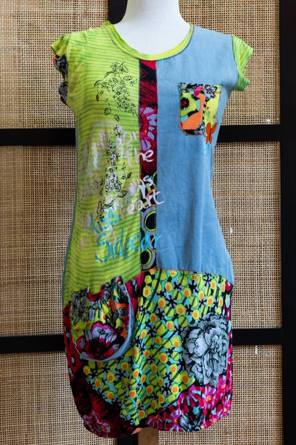 SIDECAR Patchwork Boho Mini Dress