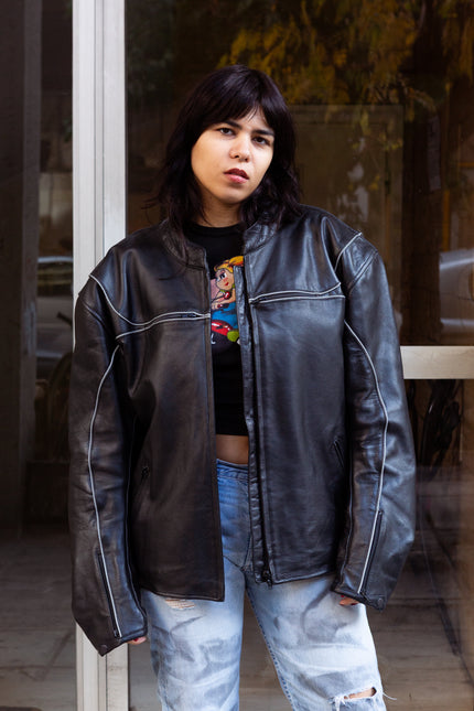 Vintage leather motorcycle jacket (XL)