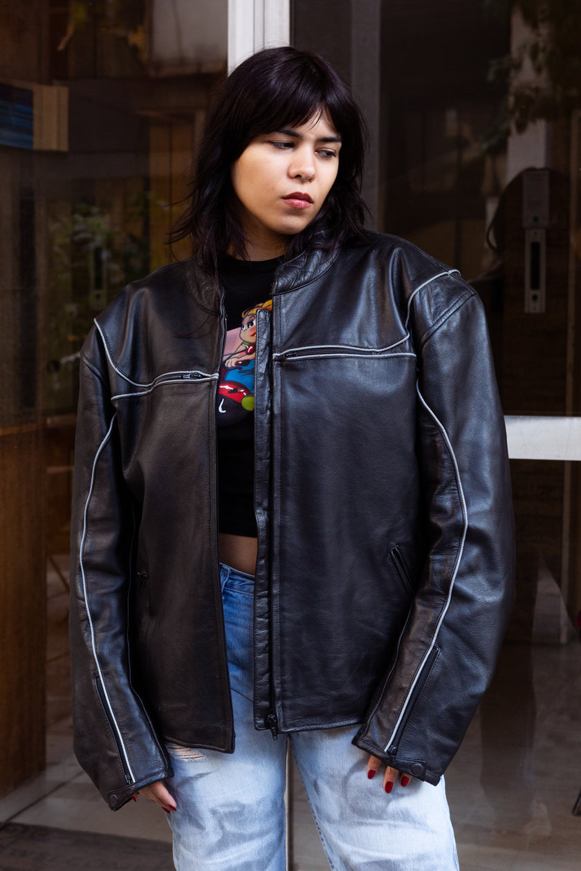 Vintage leather motorcycle jacket (XL)