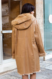 Vintage genuine lapin leather coat with fur lining (XL)