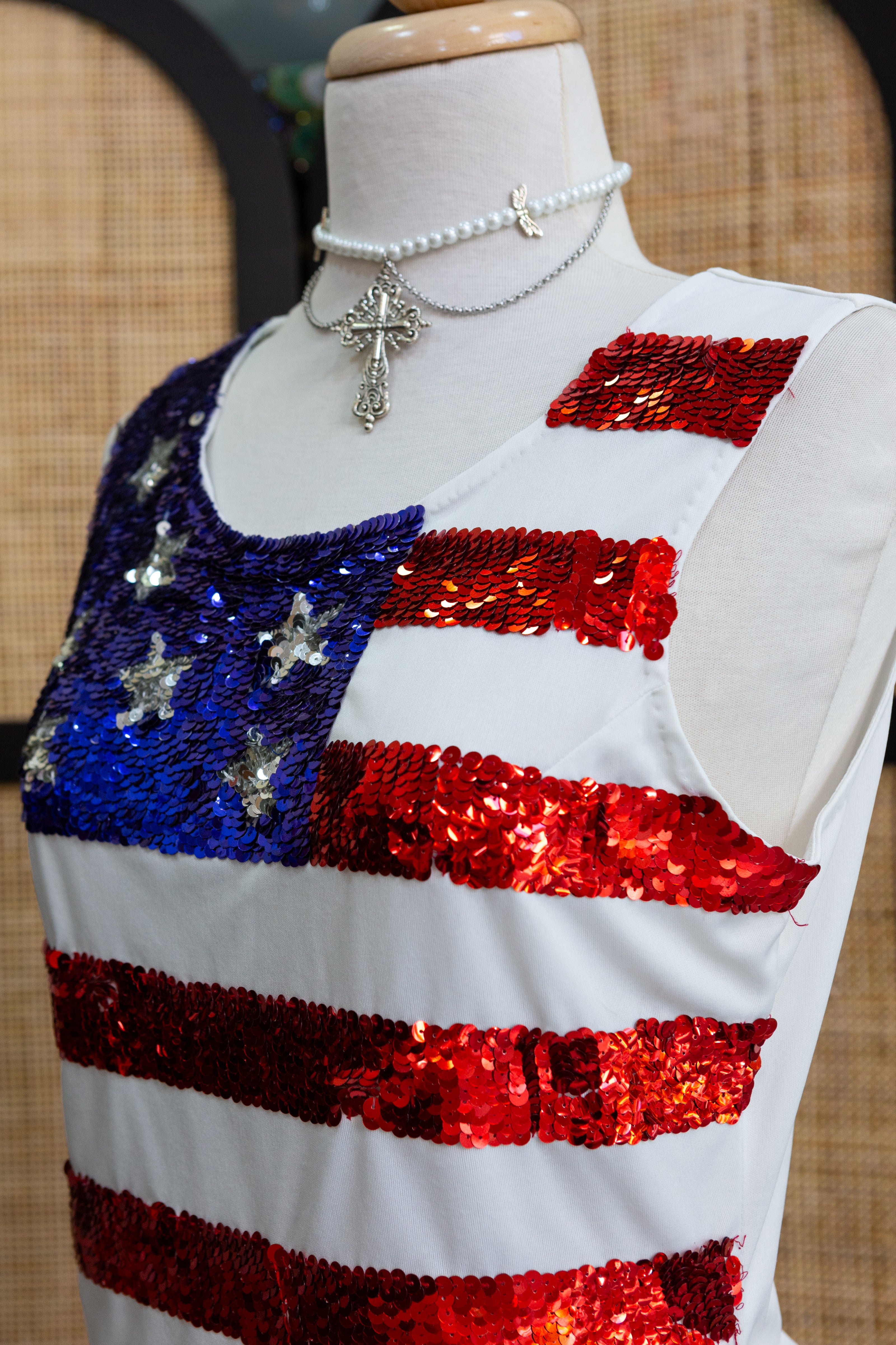 Hot American flag sequin top