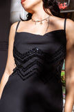 Stunning maxi MOTIVI black slip dress with sequin details