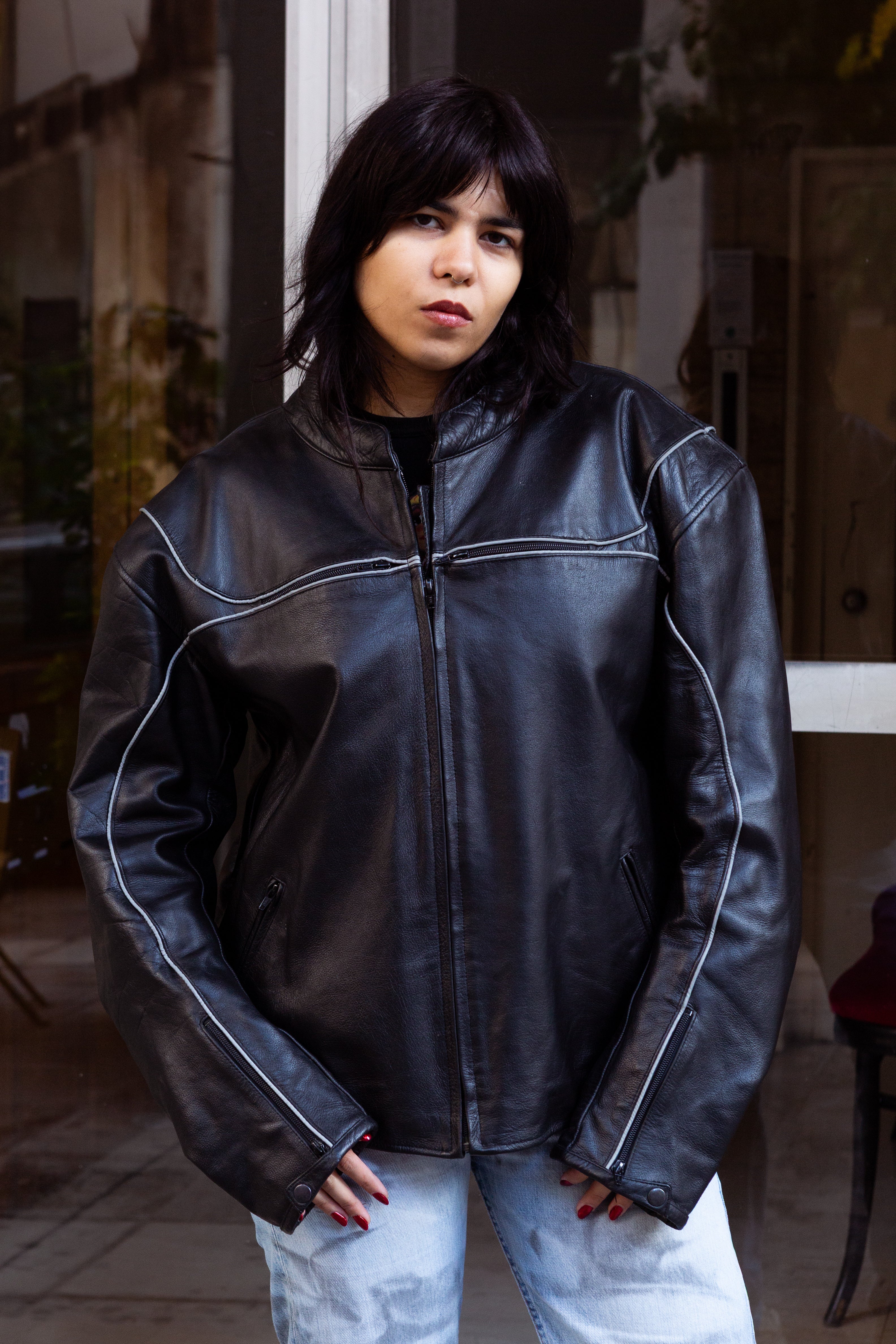 Vintage leather motorcycle jacket (XL)