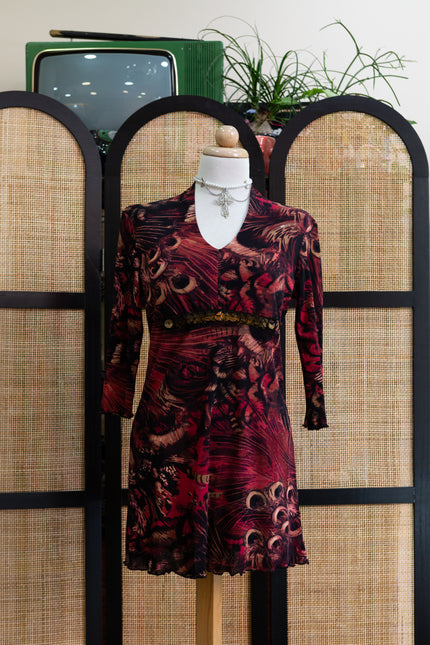 Super hot vintage mesh abstract patterned dress
