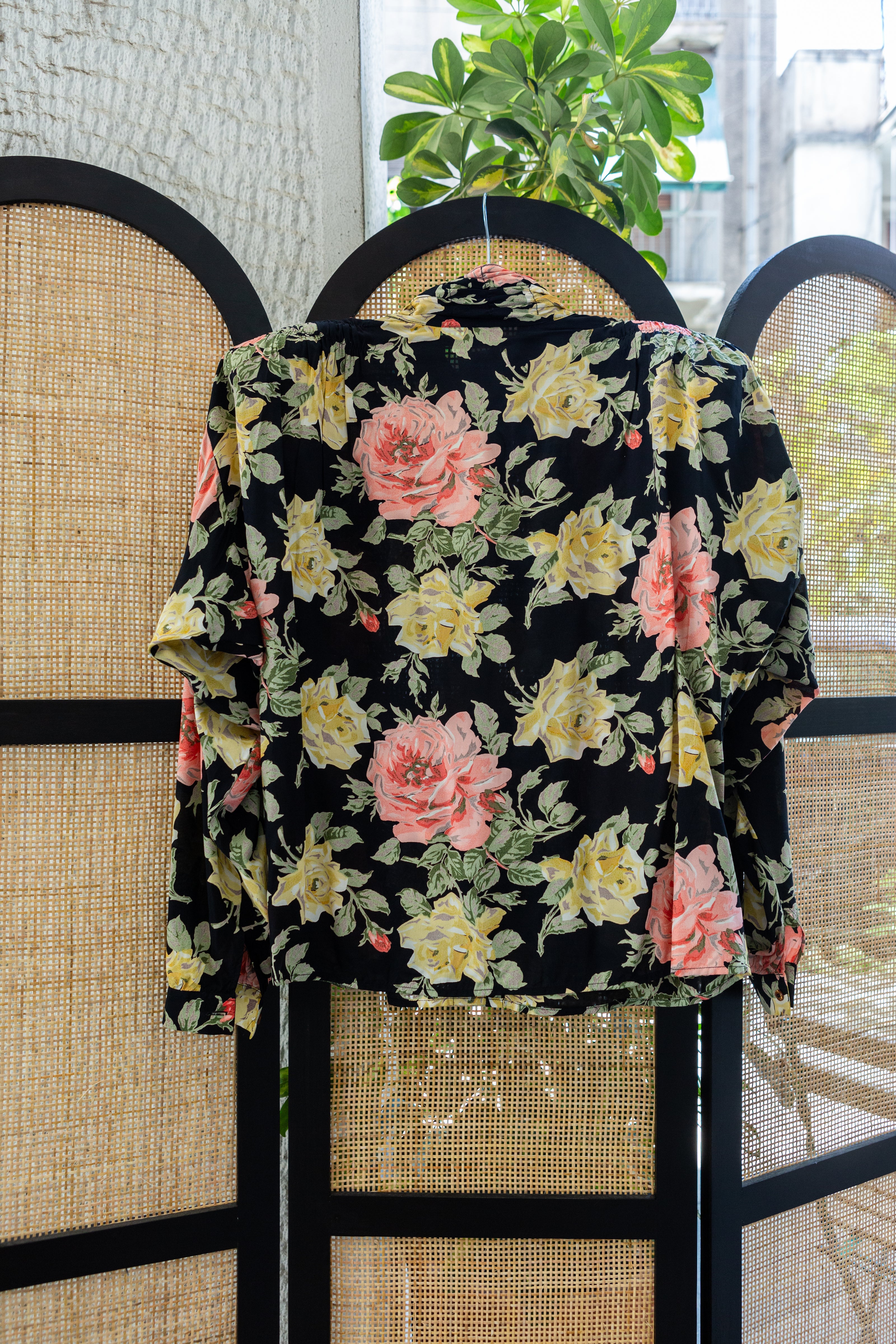 Vintage floral shirt with shoulder pads
