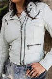 Vintage oof white biker leather jacket